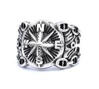 Anillo de plata 925, anillo clásico, joyería, anillo de brújula de navegación retro para hombres y mujeres, anillo abierto punk, gótico, rock, hip hop