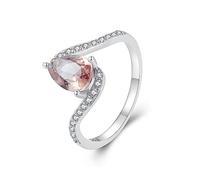 Anillo de plata 925, anillo de plata de ley 925 para mujer, anillo de ópalo de fuego verde rosa bañado en plata, anillos de compromiso con piedra preciosa esmeralda y circonita para mujer