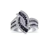 Anillo de Plata 925 con obsidiana y circón Negro para Mujer, Joya de Compromiso para Boda, Regalo n.° 01-10