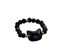 Anillo de plata 925 para mujer, ajustable, vintage, bonito anillo con diseño de gato, para mejores amigos, aspecto ampliado, anillos ajustables, regalo para niñas, talla única, Acrílico, Sin piedras