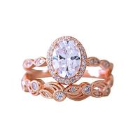 Anillo de plata 925 para mujer, ancho vintage, 2 unidades, oro y plata, anillos de promesa de diseño delicado, anillo de luz, anillos de alto grado de lujo, 6, Cobre, Sin piedras preciosas