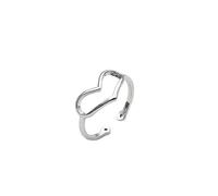 Anillo de plata, anillo de plata esterlina S925 for mujer, brillante, hueco, corazón de amor, ajustable, nudillo abierto, anillo de cola, joyería for la articulación del dedo for damas, niñas, boda, r