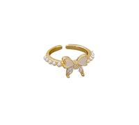 Anillo de plata con circonita estructurada y un anillo de plata para mujer con clip, 3-3-1, Metal, Sin piedra preciosa