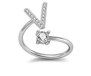 Anillo de plata con cristales y letras abiertas flexibles para mujer, niños y hombres, A B C D E F G H I J K L M N O P R S T U V W Z