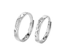 Anillo de plata con votos de amor eterno para hombres y mujeres, un par de anillos de diseño de nicho con círculo de sol y luna., Plata, Sin piedras preciosas