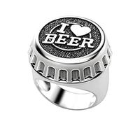 Anillo de plata creativa para cierre de botella de cerveza, anillo de compromiso para novia, anillo de compromiso para mujer (plata, 13)