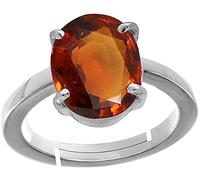 Anillo de plata de 2,25 Ratti de 1,70 quilates con certificado natural de hesonita/granate/gomed con piedras preciosas sueltas de plata ajustable entre 15 y 28 para hombres y mujeres-B0939ZFWDN