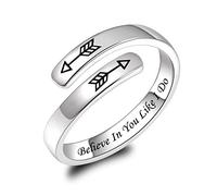 Anillo de plata de ley 925 Believe In You Like I Do Inspirational, anillos ajustables, regalo para mujer
