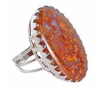 Anillo de plata de ley 925 con ágata del valle de manzana, cabujón triangular, 33 x 19 mm, piedra preciosa roja natural, hecho a mano, joyería de diseñador para mujer, regalo llamativo V 1/2, 65 (20.7