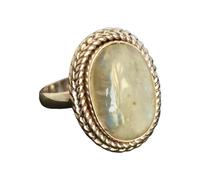 Anillo de plata de ley 925 con cabujón ovalado con piedra lunar arcoíris | Joyería de piedras preciosas hecha a mano | Anillo de plata natural de 17 x 11 mm para mujer x 1/2, 68 (21.60)