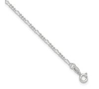 Anillo de plata de ley 925 con corte brillante y pulido Figaro con 2,5 cm de extensión. La tobillera mide 2 mm de ancho - Tobillera para mujer - Opciones de longitud: 25 23, Plata de ley