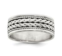 Anillo de plata de ley 925 con diseño de cuerda oxidada, regalo de joyería para mamá, US 8 | EU 57.75 | DE 18 | JP 16 | UK Q, Metal Plata Plata de ley, Sin piedras preciosas