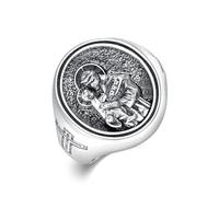 Anillo de plata de ley 925 con diseño de Santa Virgen María, Antonio, Cristóbal, José, Judas, Miguel, amuleto de San Patrón, joyería religiosa, regalo para hombres y mujeres, Metal, Sin piedras