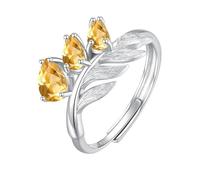 Anillo De Plata De Ley 925 Con Forma De Rama De Hoja Para Mujer, Anillo De Piedras Preciosas Naturales, Chapado En Oro De 14 Quilates, Banda Envolvente Cepillada Mate, Banda De Cóctel, Promesa De B