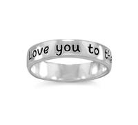 Anillo de plata de ley 925 con texto en inglés «Love You To Celestial Moon Back» de 4,5 mm para mujeres y hombres, US 4 | EU 47.25 | DE 15 | JP 7 | UK H 1/2, Metal Plata Plata de ley, Sin piedras