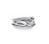 Anillo de plata de ley 925 con textura ondulada para mujeres y hombres, apilable, bohemio, hipoalergénico, anillo de boda y promesa, O, Plata