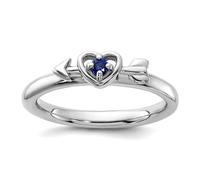 Anillo de plata de ley 925 de 2,5 mm, apilable, chapado en rodio, zafiro creado, flecha, amor, amor, amor, flecha, regalo de joyería para mamá, US 5 | EU 49.75 | DE 15.75 | JP 9 | UK J 1/2, Piedra