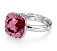 Anillo de plata de ley 925 de 44 colores para mujer, ajustable con cristales de marca, anillo de circonita cúbica brillante, viene en caja de regalo de joyería, Cristal, Cristal