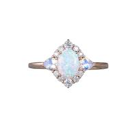 Anillo de plata de ley 925 exquisito con diseño de ópalo de fuego de corte ovalado para mujer, regalo de cumpleaños, anillo de novia, cojín de boda para anillos, E, Cobre, Sin piedras preciosas