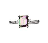 Anillo de plata de ley 925 para mujer, arco iris, anillo de compromiso, anillos de boda de 3 colores, cadena entrelazada, 9, Metal, Sin piedras preciosas