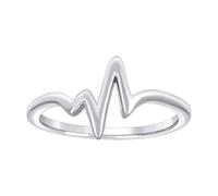 Anillo de plata de ley 925 para mujer, con latidos de corazón, 9,3 x 1,9 mm de ancho, anillo para mujer, US 5 | EU 49.75 | DE 15.75 | JP 9 | UK J 1/2, Metal Plata Plata de ley, Sin piedras preciosas