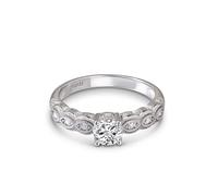 Anillo de plata de ley 925 para mujer, de moissanit milgrain, anillo de boda de corte redondo, retro, elegante, anillo de compromiso brillante, anillo de eternidad para mujeres, boda, San Valentín