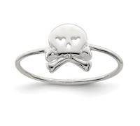 Anillo de plata de ley 925 pulida con calavera y huesos cruzados de fe religiosa para mujer, US 6 | EU 52.75 | DE 16.5 | JP 12 | UK M, Metal Plata Hueso metal Plata, Sin piedras preciosas