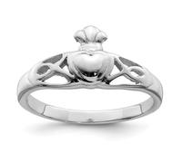Anillo de plata de ley 925 pulida irlandesa Claddagh celta con nudo de la trinidad para mujer, US 7 | EU 55.25 | DE 17.25 | JP 14 | UK O, Metal Plata Plata de ley, Sin piedras preciosas