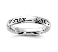 Anillo de plata de ley 925 pulida y apilable de 3,25 mm con letra de Money Cant Buy Me, talla T 1/2, joyería para mujer