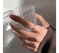 Anillo De Plata De Ley 925,S925 Plata Esterlina Amor Corazón Anillo Anillos Ajustables Calado Abierto Anillo Plata Pulgar Anillo Eternidad Anillo Encanto De La Boda Joyas Regalos Para Hombres Niña