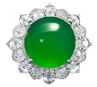 Anillo de plata de ley con ágata verde hielo, cara de huevo de lujo para regalo para mujer, 7