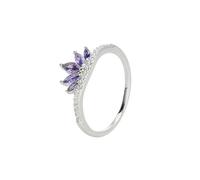 Anillo de plata de ley con corona de hielo y diamantes simple para mujer europea y americana., No. 8, Metal