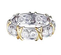 Anillo de plata de ley con cruz de diamantes completos para mujer, compromiso, joyería de boda Accesso, 10, Piedras preci