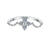 Anillo de plata de ley con cuatro hojas de piedra de Mosan para mujer, diseño de temperamento, No.9 meima, Metal