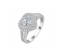 Anillo de plata de ley con forma de corazón y diamantes de imitación, American yard no.8
