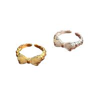 Anillo de plata de ley con lazo de temperamento para mujer, diseño metálico simple, Metal
