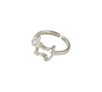 Anillo de plata de ley con perfil de cachorro hueco para mujer coreana, exquisito -LJ0278