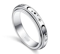 Anillo de plata de ley para aliviar la ansiedad, el estrés, el aburrimiento, el TDAH, el autismo, Plata Esterlina, circonita,