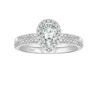 Anillo de plata de ley para mujer europea y americana, con personalidad creativa, exquisita circonita en forma de gota, American size 6.5 yards