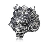 Anillo de plata de ley S925 con cabeza de dragón, diseño vintage para hombre, estilo hip hop.