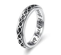 Anillo de plata de ley S925 Faith Hope Love/True Love Waits/Mama Bear/Moon/Keep Going Spinner Anillo inspirador anti ansiedad, Plata de ley, circonita