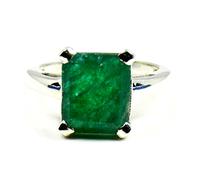Anillo de plata esmeralda india de 55 quilates para mujer, corte esmeralda, curación hecha a mano, tamaño 5,6,7,8,9,10,11,12