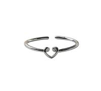 Anillo de plata esterlina, delicado diseño de líneas huecas en forma de corazón, anillos abiertos sencillos y únicos, joyería para niñas y mujeres.