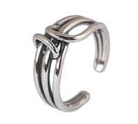 Anillo de plata esterlina, estilo vintage con diseño de nudo retorcido multicapa, joyería para mujer y niña.
