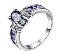 Anillo de plata para el día de la madre, anillo de compromiso con piedra natal para mujer, aniversario, boda, compromiso, anillo de amor propio, 6, Zinc, Sin piedras preciosas