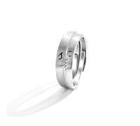 Anillo de plata para hombre, anillo de compromiso para mujer regulable beso cara a cara pareja plata 925 ajustable