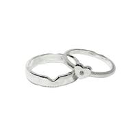 Anillo de plata para mujer, de alianza para hombre, con corazón de plata 925, ajustable, regalo para hombre, Ajustable, Plata 925/1000, No Gemstone