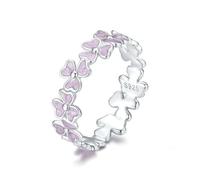 Anillo de plata pura S925 para mujer, exquisito y sencillo, con aceite de goteo morado y pequeña flor