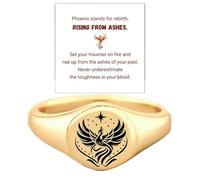 Anillo de plata S925 con sello de fénix, anillo de incentivo de plata S925 que sirve como un recordatorio constante para elevarse por encima de los desafíos, grabado inspirador, anillo de pájaro de