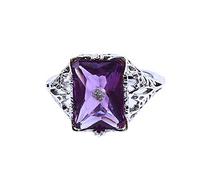 Anillo de princesa amatista rectangular de mujer violeta tamaño 9 práctico y popular Lovely And Professional
